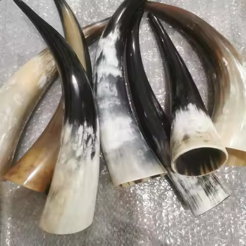 30-50CM Genuine Yak Horn Black Massage Buffalo Horn Viking Drinking Horn Mugs Standing Cylinder Scra