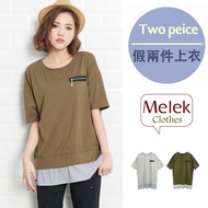 Melek Fake Two-Piece Top (Total 2 Colors) [B12170111- 25] Women's Lower Connection Zipper Army Green