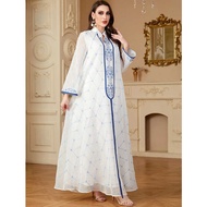 Eid Muslim Women's Dress Jalabiya Party Long Abaya Robe Morocco Dubai Ramadan Embroidery K