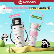 MODOFO【Limited】Panda Series 530ml Kids Tumbler with Straw Kids Insulated Tumbler Kids Thermos Bottle