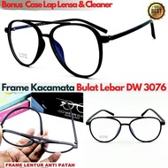 Frame Kacamata Pria Wanita Round Bulat Lebar DW 3076 Bisa Dengan Lensa Normal Minus Baca Progresif A