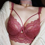 New Bandage Lace Bra And Panty Sets For Women Floral Embroidery Sexy Lingerie Underwire Thin Padded 