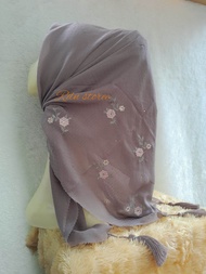 Hijab Segi empat motif tasel jambul sulam bordir mix payet butik mewah terbaru potton rubi RD-1133