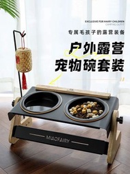 其他品牌 - 【貓碗陶瓷實木碗架】可調節斜面護頸狗碗雙碗水碗慢食碗防打翻貓食盆送主圖配飾