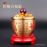 Rice Cylinder Baifu Shop Living Room Home Fortune Housewarming Cornucopia Home Brass Red Glaze Decor