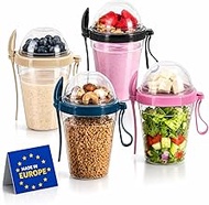 Overnight Oats Containers With Lids & Spoon, Meal Prep Yogurt Containers, Parfait Cups With Lids, La
