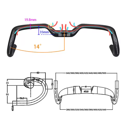 2024 Gravel handle 14 ° Carbon Bicycle Handlebar Aero Handlebar Drop Lift Road Bike Handlebar Intern