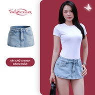 GuzClub Women's A-Line Denim Jean Skirt Short High Waist Form Flattering Wash Personality Y2K M49