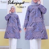 Produk TUNIC SEKARJAGAT UNGU Baju Batik Wanita Blus Blouse Batik Warna