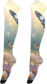 over Knee Socks Stockings High Thigh Stockings for Women Spring Butterfly Floral Forest Tights Flora