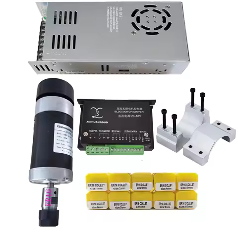 48v 500W ER16 Brushless Spindle+57MM Clamp with Screws+ 48V Brushless Motor Driver+48VDC 10.5A Power