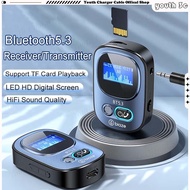 Bluetooth 5.3 Receiver Transmitter with LED Display 3.5MM Aux Car Wireless Audio Adapter Converter F
