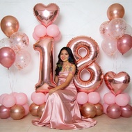 18th Birthday Debut Decoration Set For Girls Rose Gold 32" Number 18 Confetti Balloons Party Needs B