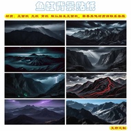 Fish Tank Background Sticker Dark Mountain Canyon Series Wallpaper Aquarium Landscaping Customizable