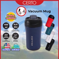 CERTO 400ml Stainless Steel Coffee Cup Thermos Bottle Mug With Cover Termos Tumbler With Straw Cawan