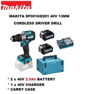 MAKITA DF001GD201 40V CORDLESS BRUSHLESS DRIVER DRILL (13MM 650-2600RPM 125NM C/W 2X 2.5AH BATTERY &