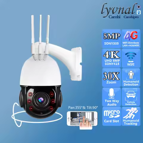 4K 8MP So-ny415 3G 4G SIM Card 5MP Wireless Security IP Camera Wifi PTZ Dome 30X Auto Zoom Two Way A