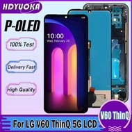 6.8" P-OLED For LG V60 ThinQ LCD LM-V600 Display Touch Screen Digitizer Assembly With Frame For LG V