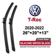 (Front+Rear 3pcs)silicone car wiper for VW Volkswagen T-Roc 2020-2022 2021 Windshield Wiper Blades S