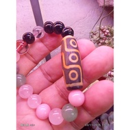 old 9 eye dzi Tibetan agate bracelet.