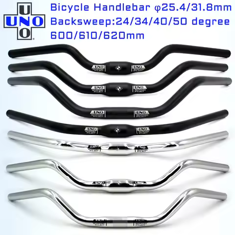 UNO Bicycle Swallow Handlebar M Type Aluminum Alloy 31.8 x 600/610/620mm Black Silver Retro Comfort 