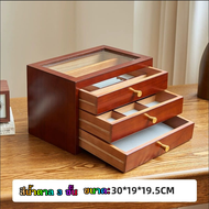 ตู้เก็บเครื่องประดับ ไม้สัก กล่องเก็บสร้อยคอ แหวนสร้อยข้อมือ กล่องนาฬิกา ลิ้นชัก3/4ชั้น ขนาด30cm