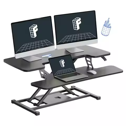 36-inch Standing Desk Converter Height Adjustable Sit to Stand Up Workstation, Dual Monitor and Lapt