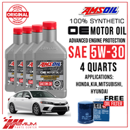 AMSOIL OE 100% Synthetic Motor Oil Gasoline Engine 5w-30 4 Quarts Bundle for Honda, Hyundai, Kia (VI