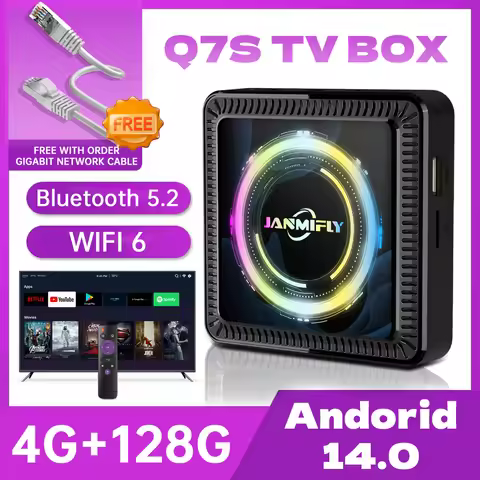 Janmifly Q7S TV Box Android14 Allwinner H313 Octa Core Support 4K 6K Netflix 4GB 128GB WIFI 6 Set To