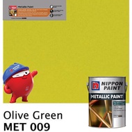 SINAR NIPPON METALLIC GLOSS PAINT 1 LITER FOR WOOD & METAL / MASONRY WALL - MET009 OLIVE GREEN/ CAT 
