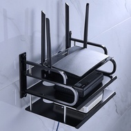 Punch-Free Router Rack Aluminum Alloy TV Set-Top Box Shelf Wall Storage Box Router Wall-Mounted Shelf Bracket Bracket Wall-Mounted Plate Router Storage Rack Set-Top Box TV Sets*-&amp;-*&amp;