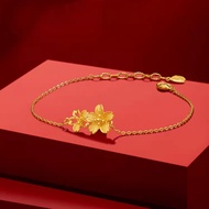 916 Gold Bracelet Rantai Tangan Emas ~ Clover Polo Chain Flower gold 916
