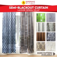 70% Semi Blackout Pattern Curtain Designer Ready Made Window Sliding Door Hook Slot Ring Curtains Kain Langsir