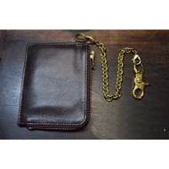 Genuine Leather wallet with brass chain