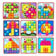 3D Puzzles Toys for Children Creative Mosaic Mushroom Nail Kit Buttons Art Assembling Kids Enlighten