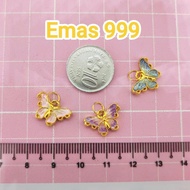 Murni Mewah Emas999, Loket Butterfly Hard Gold Color 100133 1.5 cm Kt 0.40