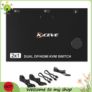 【lesley】Kceve Switch High Quality USB 3.0 -Compatible DP KVM 4K@60Hz Hub Docking Station Supports Ke
