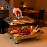 Stainless Steel Buffet Food Container with Square Glass Lid Buffet Box with Glass Lid Buffet Food Co