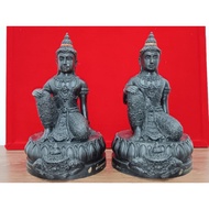 一对蹲形态泽度金供奉型(通常放左右)高23.5宽15厚14cm 号码333/1492 Jatukam Ramathep Roon Khumsap Maha Setthi Wat Mahathat Na