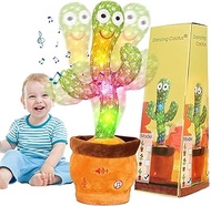 LUKETURE Kids Dancing Talking Cactus Toys for Baby Boys and Girls, Talking Sunny Cactus Toy Electronic Plush Toy Singing, Record &amp; Repeating What You Say LED Lighting for Home Decor
