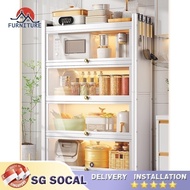 Wh  SSL Kitchen Cabinet Storage Cabinet Shelf, Floor Type, Multi-layer Multi-functional with Door, Dishes, Pans, Appliances, Aux JP