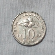 Uang Koin 10 Sen Malaysia Congklak 1998