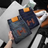 Men's Dark Blue Long Jeans H2M, HM Form Slim-fit, light stretch fabric, 15-18cm leg, VNXK Goods - Tu