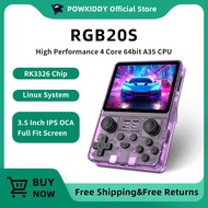 NEW POWKIDDY RGB20S Transparent Handheld Game Console 3.5 Inch 640*480 IPS Screen ArkOS Opennux Gami