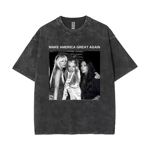 Make America Great Again Paris Hilton Britney Spears Lindsay Lohan Vintage Washed T-shirt Men Women 