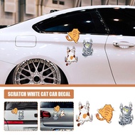 3PCs Fun And Funny Pet Cat Car Sticker Scratches White Decoration Locomotive Car Cat Sticker I2E3