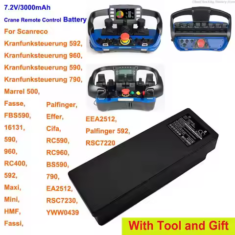 Cameron Sino 3000mAh Battery for Scanreco BS590,EA2512,FBS590,Kranfunksteuerung 590,592,790,960,Marr
