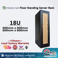 [READY STOCK] Primestar 18U 19" Floor Standing Server Rack, Perspex / Perforated Door (SIRIM)