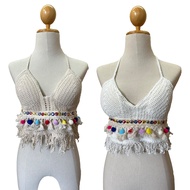 Tie-Neck Bra/Bikini Shirt/Crochet Crop Top ️With Pad 4677-1