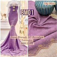 KAIN PASANG SNOW BROCADE SULAM BIKU BORDERLACE BIDANG 60 KAIN ELA SOFT BROCADE EMBROIDERY LACE EMBOS